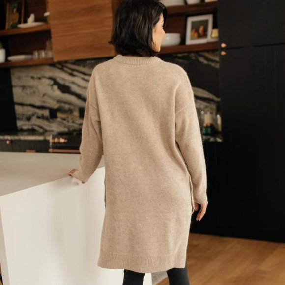 Diamond Details Sweater Dress/Tunic in Beige - Picture 2 of 5